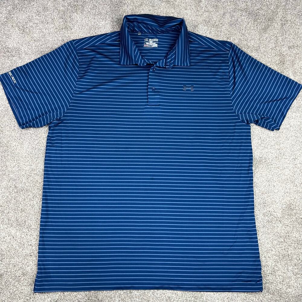 Men's Navy Striped Under Armour 2XL CoolBack polo